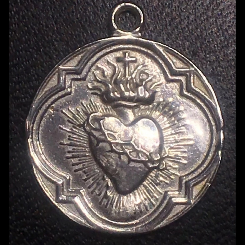 French Catholic Pendant 925 Sterling Silver